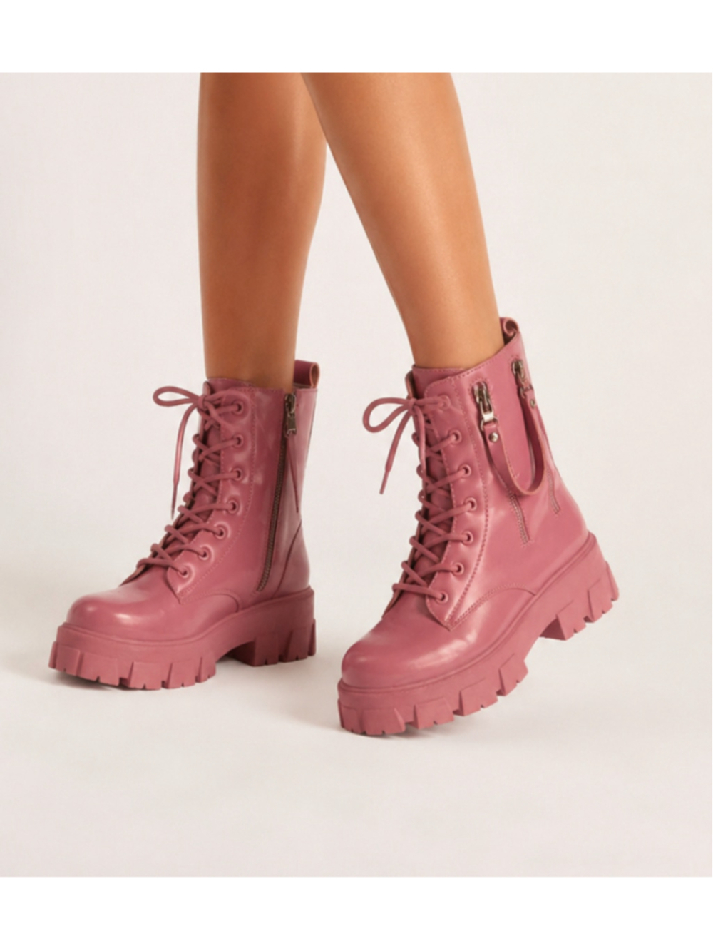 Cape Robbin Pink Patent Lug Sole Combat Boots Chunky Platform Indie Sleaze Boho